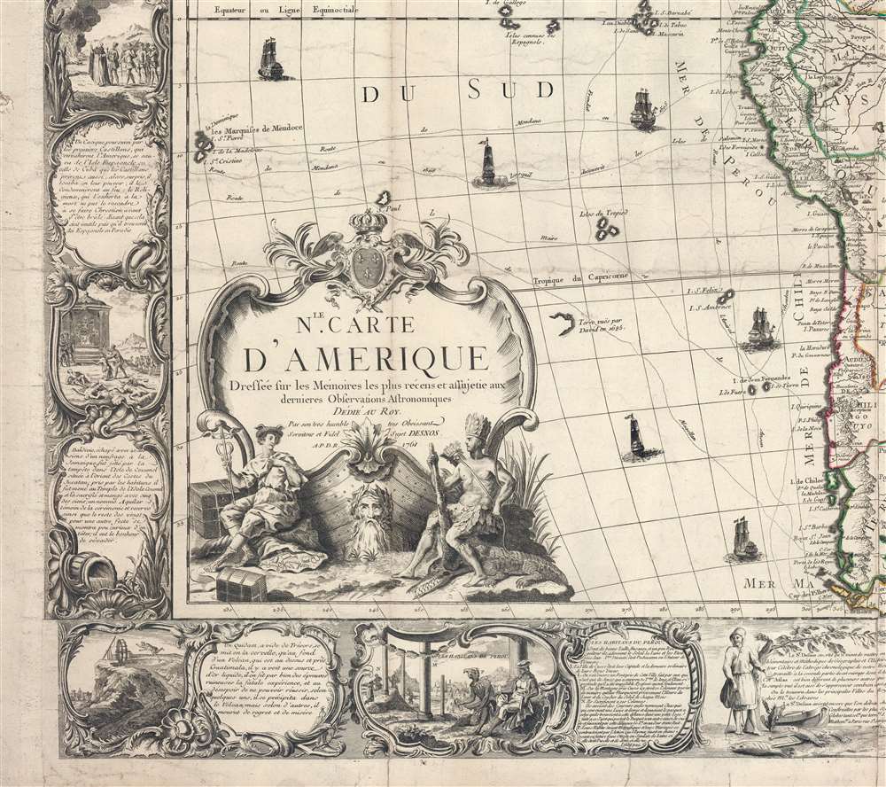 Amerique Septentrionale et Meridionale Divisée en ses Principaux Pais et Subdivisée par Audience. / Nle. Carte D'Amerique Dressée sur les Mémories le plus récens et assujetie aux derniers Observations Astronomiques. - Alternate View 4