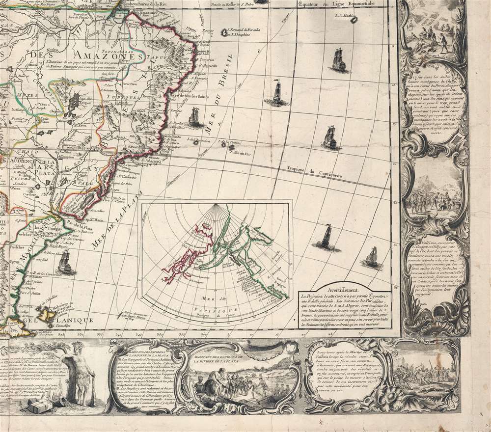 Amerique Septentrionale et Meridionale Divisée en ses Principaux Pais et Subdivisée par Audience. / Nle. Carte D'Amerique Dressée sur les Mémories le plus récens et assujetie aux derniers Observations Astronomiques. - Alternate View 5