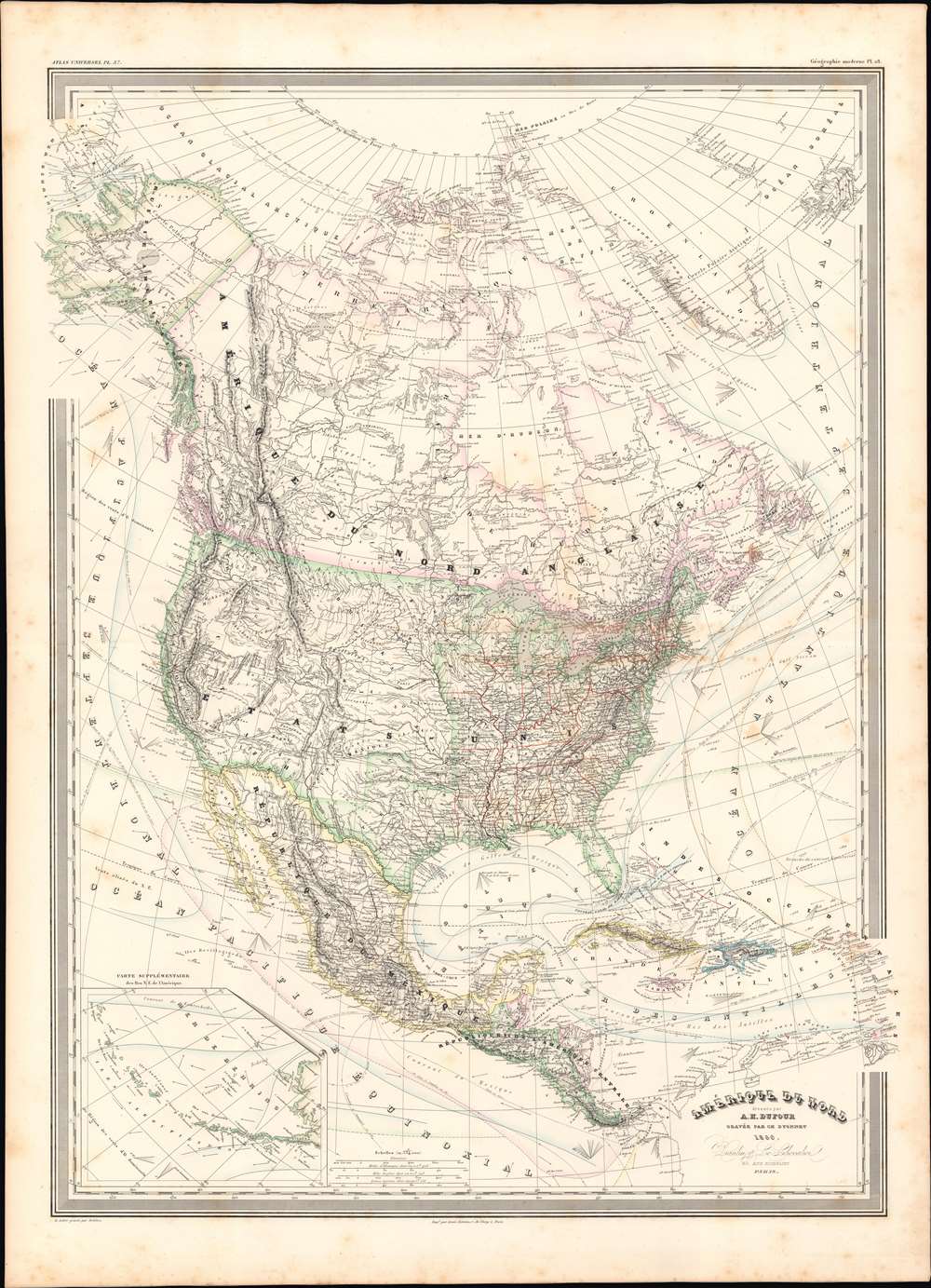 1860 Dufour Map of North America