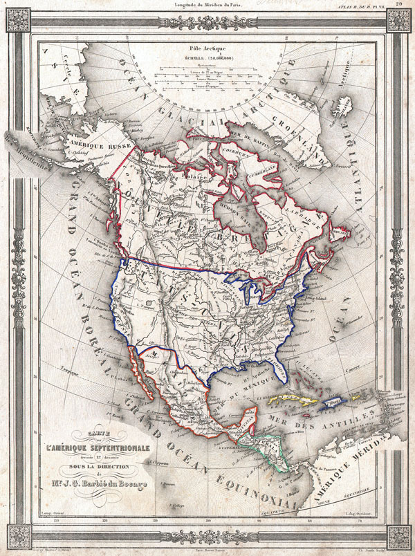 Carte de L'Amerique Septentrionale dresse ET dessinee sous laDirection de Mr. J. G. Barbie du Bocage. - Main View
