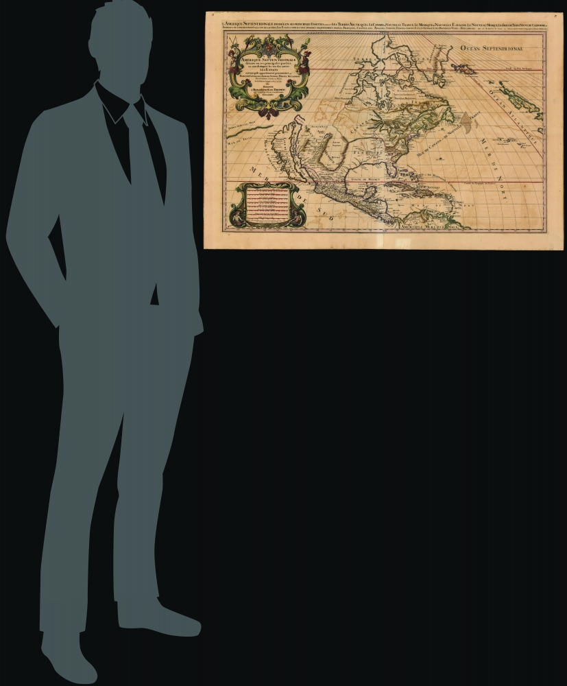 Amerique septentrionale divisée en ses principales parties, ou sont distingués les vns des autres les estats suivant qu'ils appartiennent presentemet aux Francois, Castillans, Anglois, Suedois, Danois, Hollandois, tirée des relations de toutes ces nations par le S. Sanson, geographe ordinaire du roy. 1692. - Alternate View 1