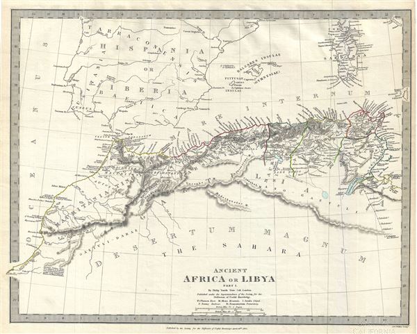 1840 S.D.U.K. Map of Ancient Libya, Barbary Coast, Northern Africa (Carthage)