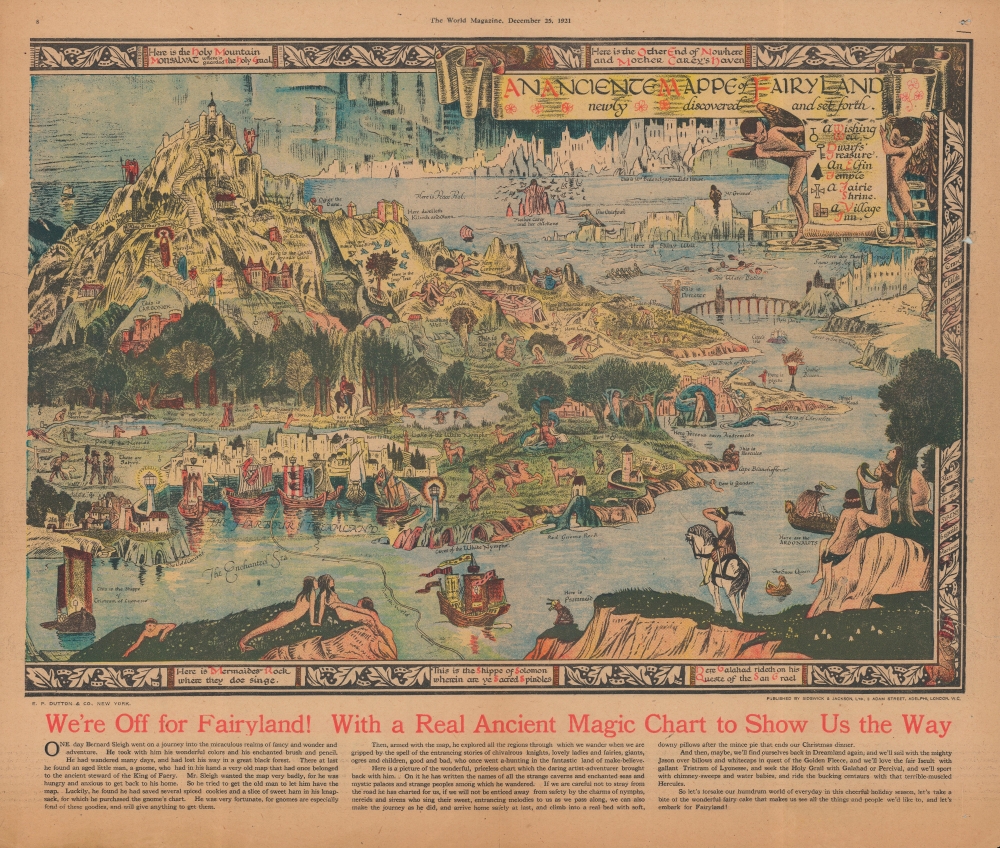 Vintage Fairyland Map Poster – “Map Of Fairyland” Reproduction – 17x60 Inches