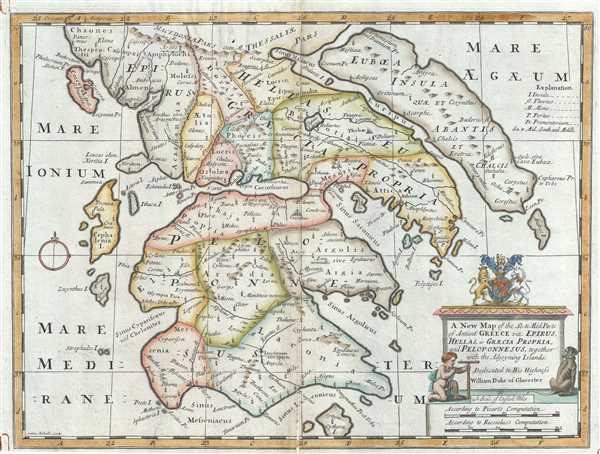 A New Map of the So. and Mid. Parts of Antient Greece viz. Epirus, Hellas, or Graecia Propria, and Peloponnesus, together with the Adjoyning Islands. - Main View