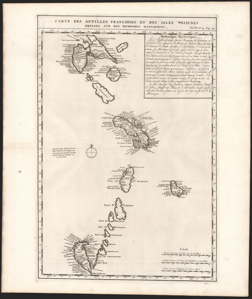 Carte des Antilles Françoises et des Isles Voisines Dressée sur des Memoires Manuscrits. - Main View