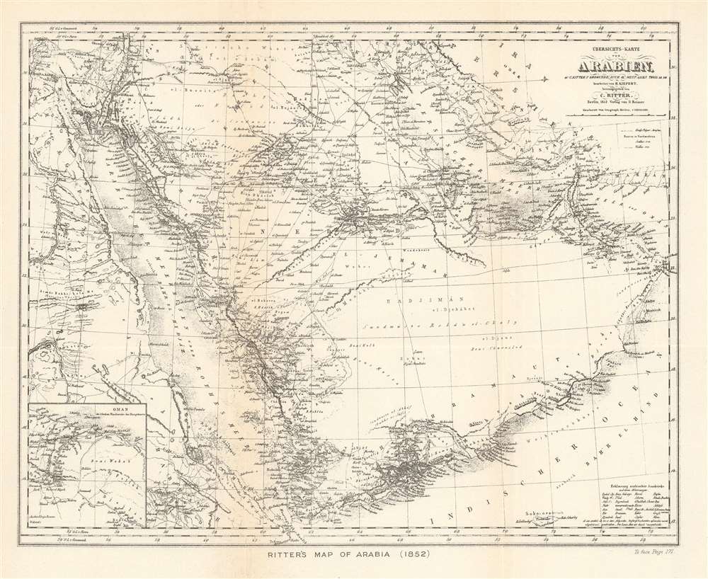 Ritter's Map of Arabia (1852). - Main View