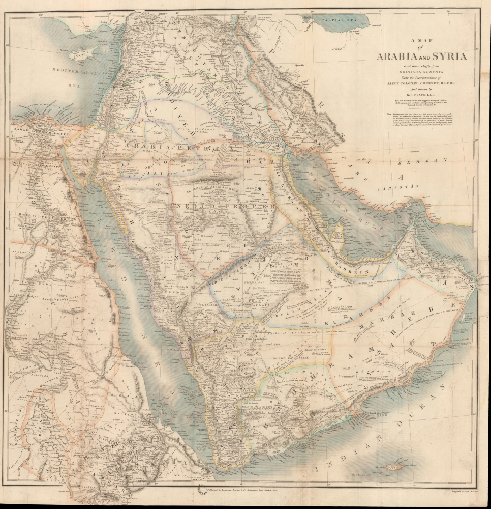 1849 Plate / Chesney Map of Arabia and the Persian Gulf