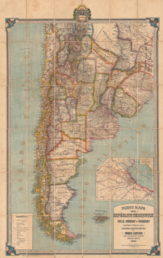 Nuevo Mapa de la República Argentina, Chile, Uruguay y Paraguay. - Main View
