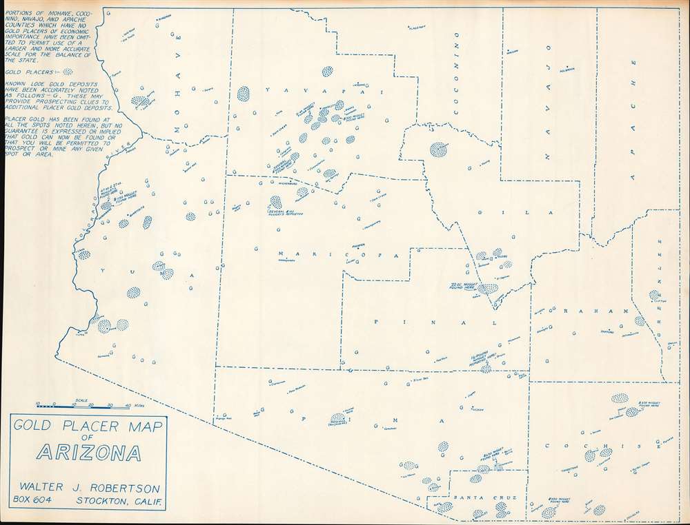 Gold Placer Map of Arizona. - Main View