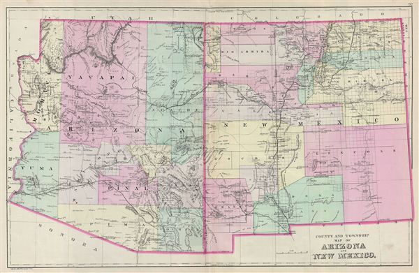 County and Township Map of Arizona and New Mexico. - Main View