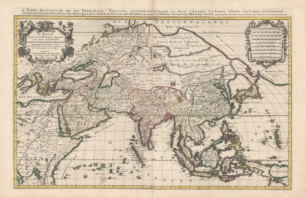 L'Asie diviseé en ses Principales Regions, et ou se peut voir l'estendue Des Empires, Monarchies, Royaumes et Estats qui partagent présentement  L'Asie. - Main View