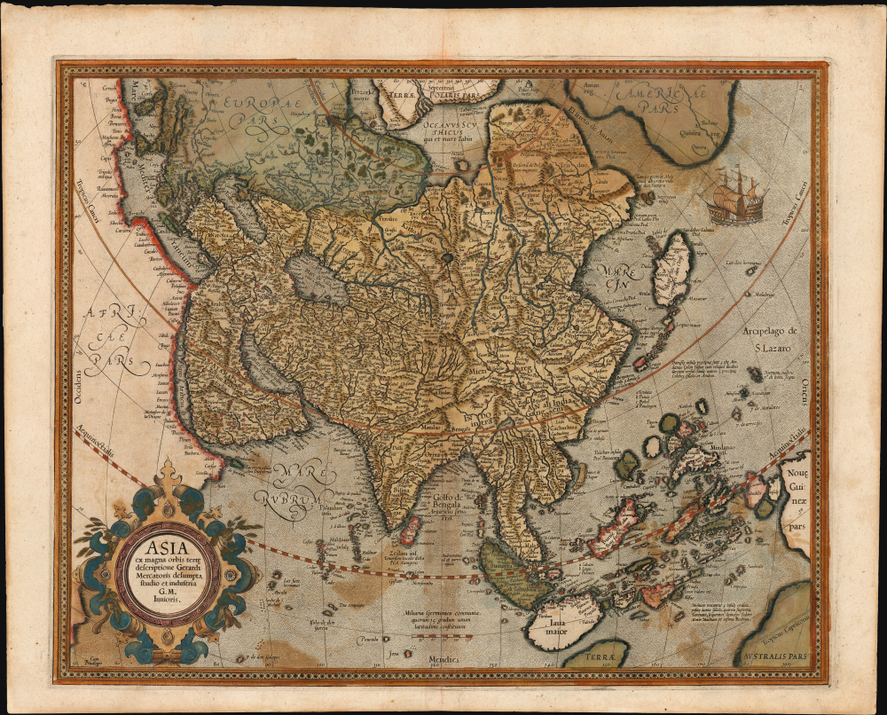 1595 / 1602 Mercator Map of Asia: First Atlas Edition