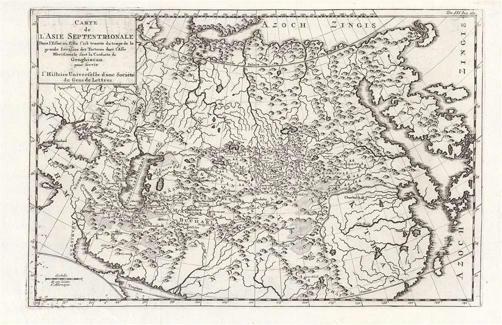 1726 Strahlenberg Map of Asia during the Reign of Ghengis Khan