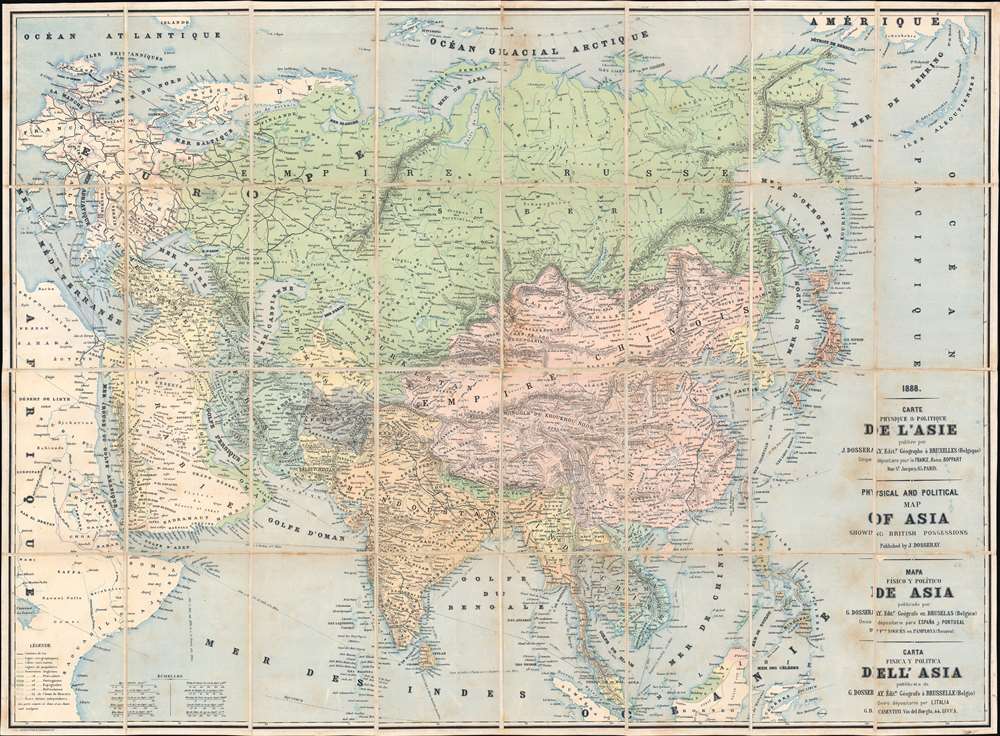 Carte Physique et Politique de l'Asie. Physical and Political Map of Asia Showing British Possessions. Mapa Físico y Político de Asia. Carta Fisica y Politica dell'Asia. - Main View