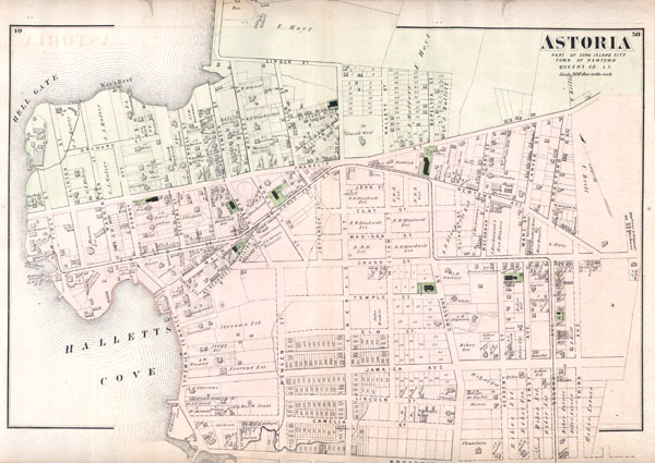 Map Of Astoria Queens Astoria, Part Of Long Island City, Town Of Newtown, Queens, Co. L.i.:  Geographicus Rare Antique Maps