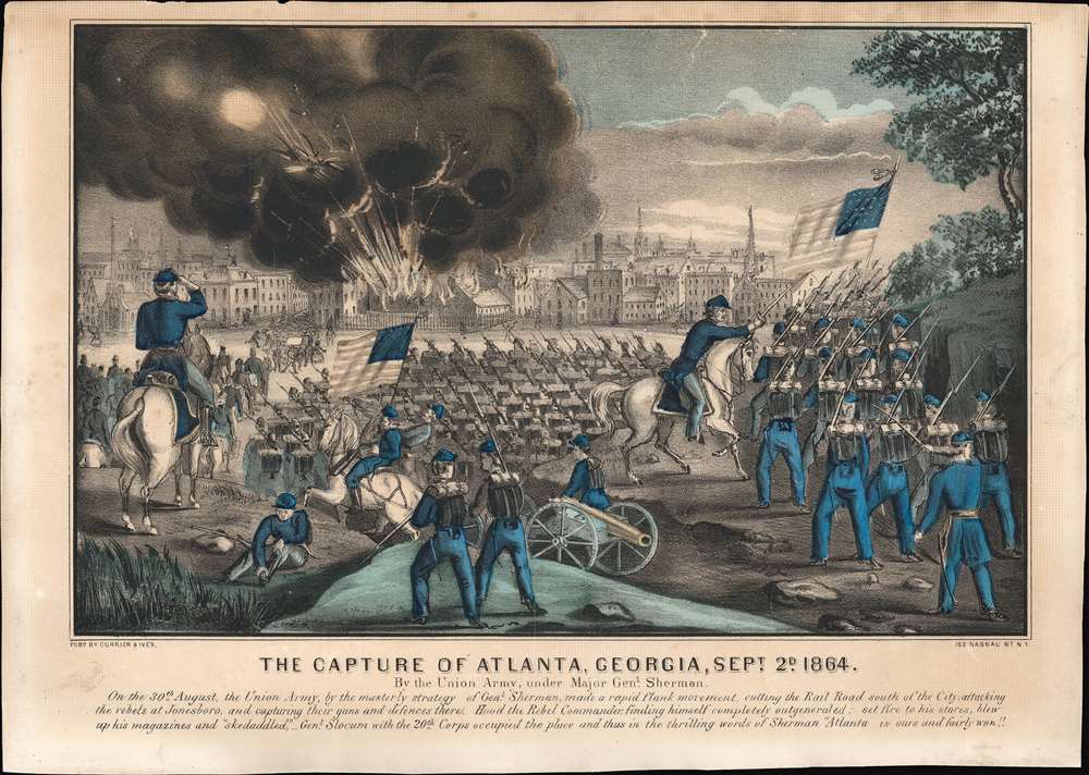 1864 Currier / Ives Print of the Battle of Atlanta, U.S. Civil War