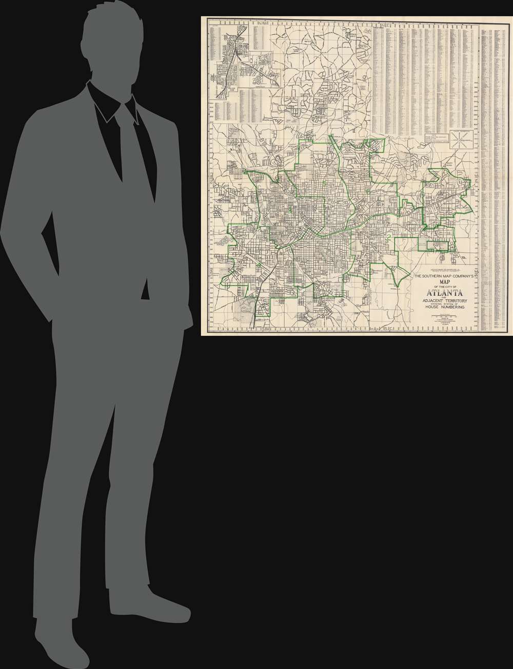 The Southern Map Company's Map of the City of Atlanta and Adjacent Territory Showing System of House Numbering. - Alternate View 1