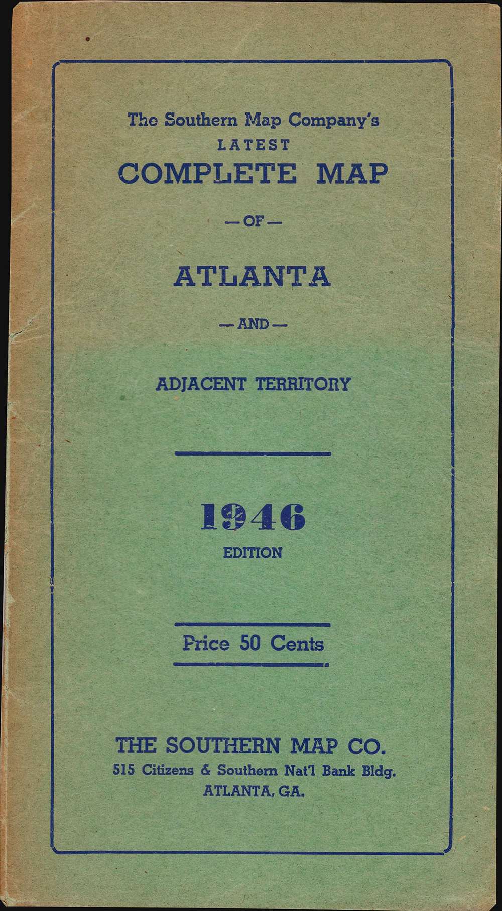 The Southern Map Company's Map of the City of Atlanta and Adjacent Territory Showing System of House Numbering. - Alternate View 2