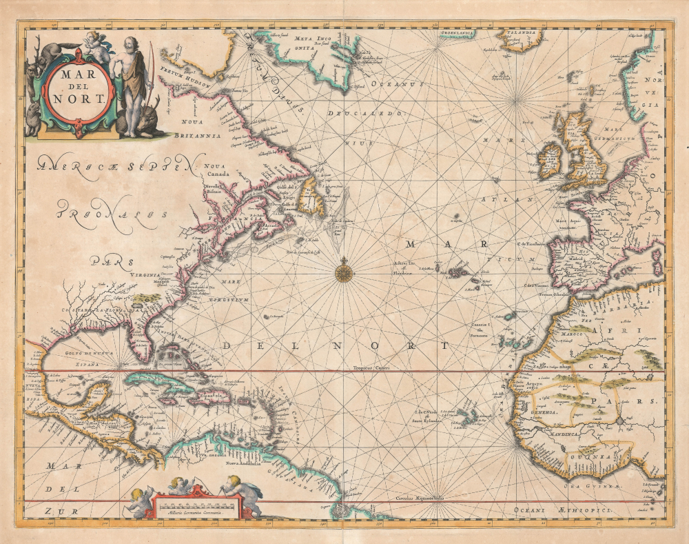 1650 / 1659 Jan Jansson Map of the Atlantic Ocean