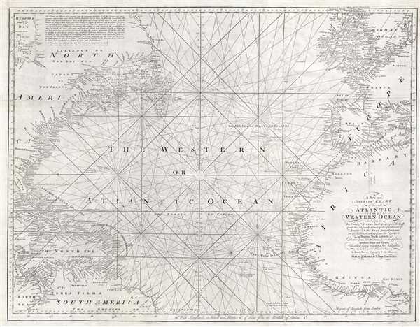 A New and Accurate Chart of the vast Atlantic or Western Ocean, including the Sea Coast of Europe and Africa on the East, and the opposite Coast of the Continent of America, and the West India Islands on the West; extending form the Equator to 59 Degrees North Latitude. - Main View