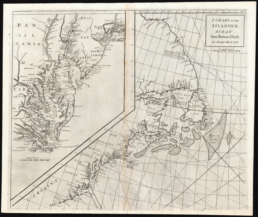 A Chart of the Atlantick Ocean from Buttons Island to Port Royall. - Main View