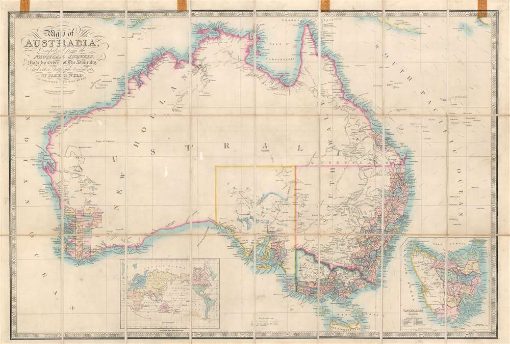 Map of Australia Compiled from the Nautical Surveys, Made by Order of The Admiralty, And other Authentic Documents, By James Wyld Geographer to the Queen. - Main View