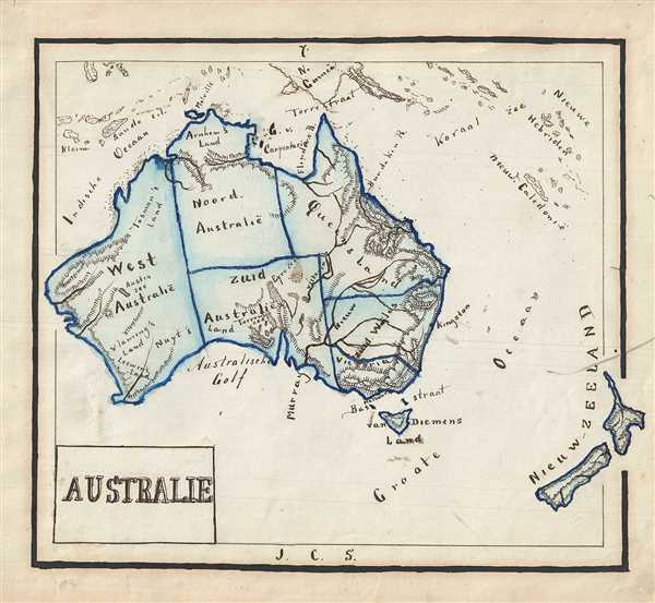 1871 Sikkel Manuscript Map of Australia and New Zealand