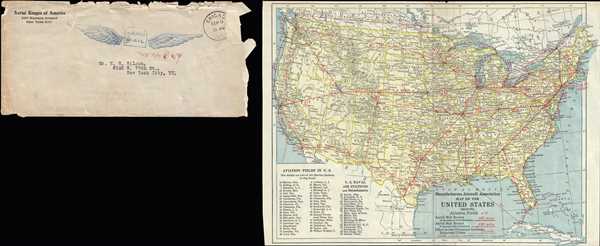 Manufacturers Aircraft Association Map of the United States Showing Aviations Fields. - Main View