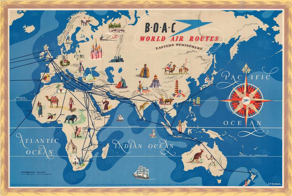 B.O.A.C. World Air Routes Western Hemisphere. B.O.A.C. World Air Routes Eastern Hemisphere. - Alternate View 2