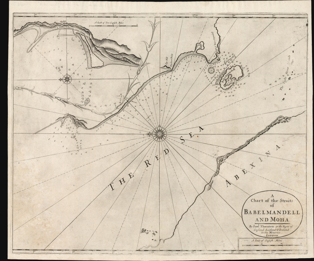 1703 / 1707 John and Samuel Thornton Nautical Chart of the Passage into the Red Sea, to Mocha.