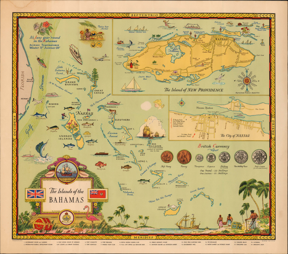 1947 Annand Pictorial Map of the Bahamas: Unrecorded First Edition
