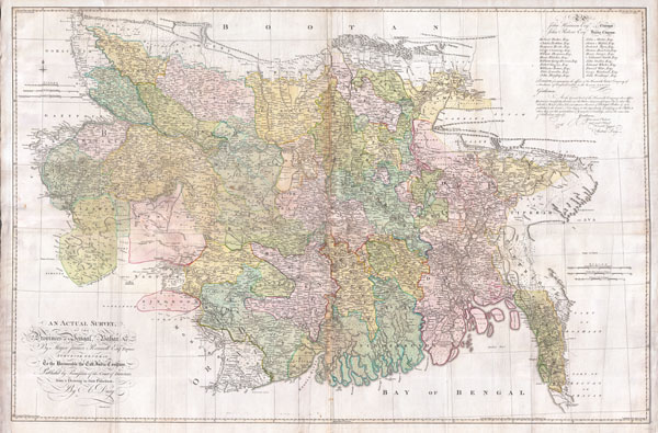 An Actual Survey, of the Provinces of Bengal, Bahar & c. by Major James Rennell Esq. Engineer to the Honorable the East India Company.  Published by Permission of the Court of Directors from a Drawing in their Possession by A. Dury. - Main View