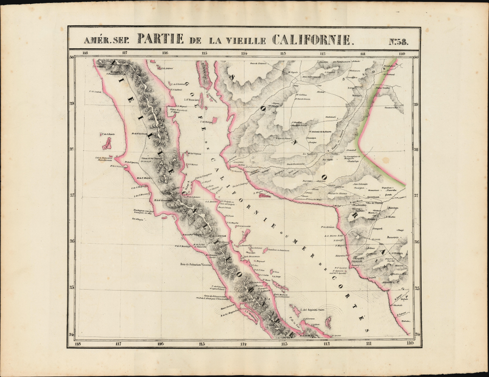 1827 Vandermaelen / Humboldt Map of Baja California