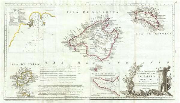 Mapa Geografico, y General de Las Islas Baleares Y Pithuyusas. - Main View