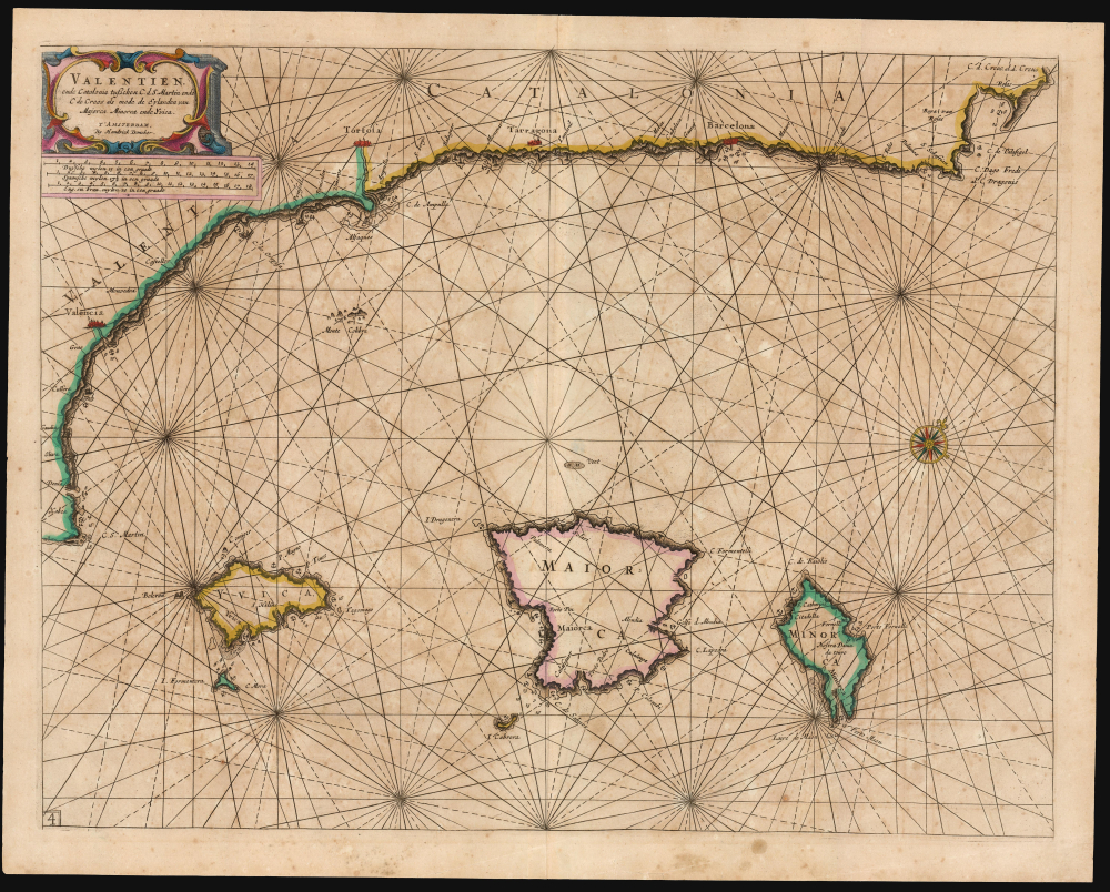 Valentien ende Catalonia tusschen C. de S. Martin ende C. de Creos als mede de eylanden van Majorca, Minorca ende Yvica. 'T Amsterdam: by Hendrick Doncker. - Main View