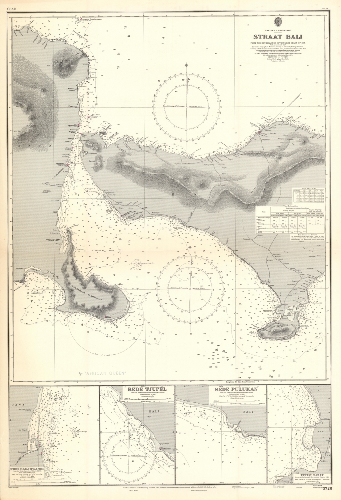 Eastern Archipelago Straat Bali from the Netherlands Government Chart of 1907 With Corrections to 1954. - Main View