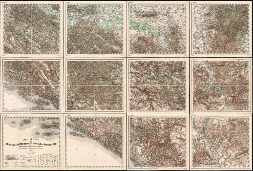 1876 Austro-Hungarian Military Map of Bosnia, Herzegovina, Serbia, and Montenegro