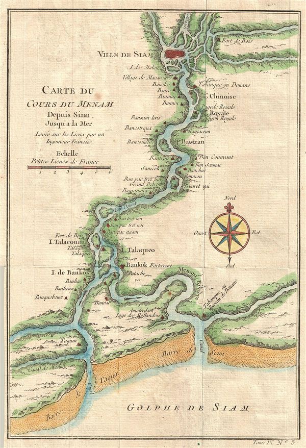 Carte du Cours Du Menam Depuis Siam Jusqu'a La Mer Levee sur los Lieux par un Ingenieur Francois - Main View