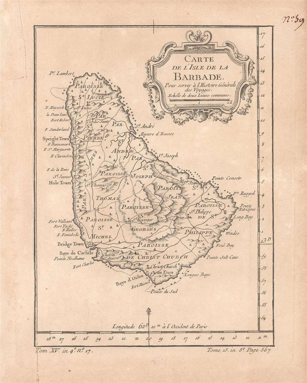 Carte de l'isle de la Barbade pour servir à l'Histoire Générale des Voyages. - Main View