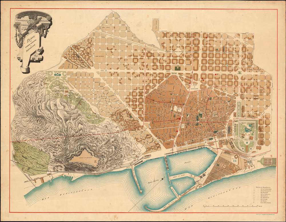 Ordenanzas Municipales Apendice No. 1 (b) Plano del Término Municipal de Barcelona. 1891. - Main View