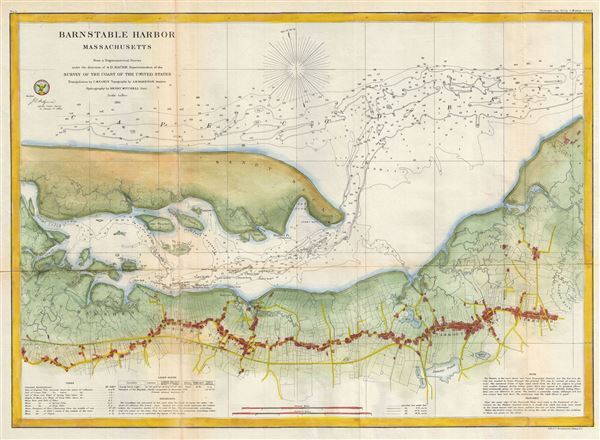 1861 U. S. Coast Survey Map of Barnstable Harbor, Cape Cod, Massachusetts