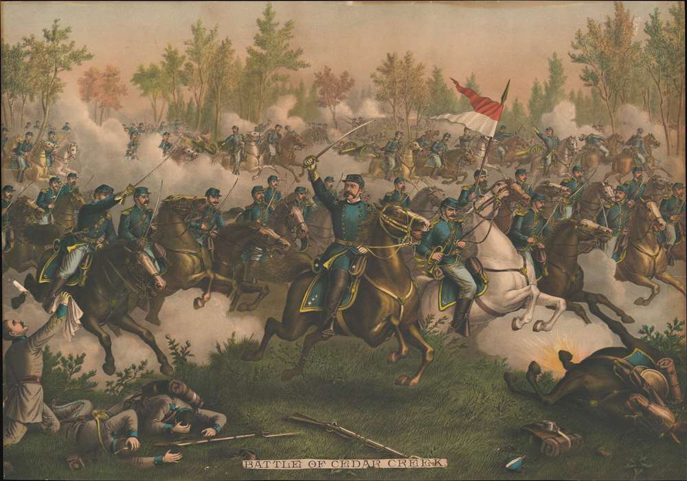 1890 Kurz and Allison View of the Battle of Cedar Creek, Virginia