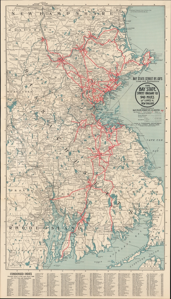 Bay State Street Ry. Co's lines and connections. / The Bay State Street Railway Co. 940 Miles of Lines in New England. - Main View