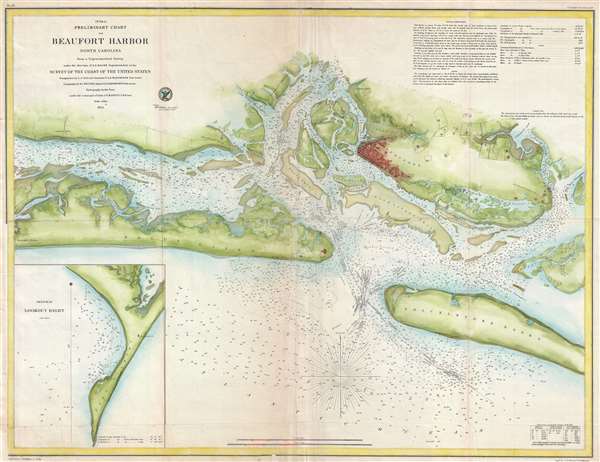 North Carolina 1928 Nautical Chart BEAUFORT HARBOR