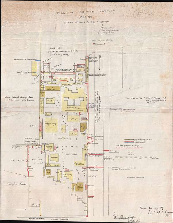 Plan of British Legation Peking shewing defences June to August 1900. - Main View