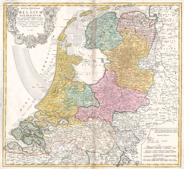 Septem Provinciae seu Belgium Foederatum: quod generaliter Hollandia audit, speciali mappa delineatum, adhibitis in auxilium observationibus astronomicis nec non mensurationibus Snelii, Muschenbrokii… - Main View