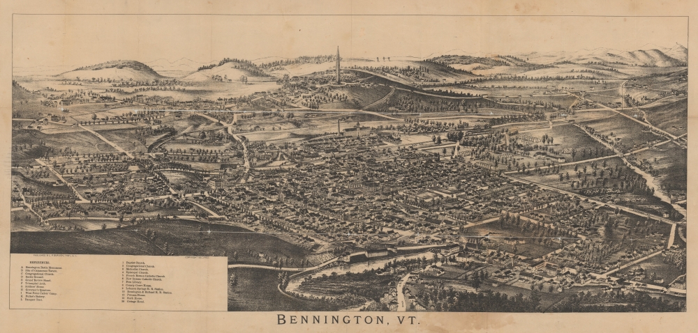 Bennington, VT. / Folded bird's-eye view of Bennington, VT. showing all points of interest. - Main View
