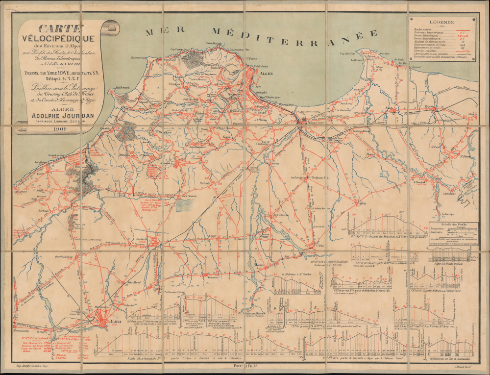 Carte Vélocipédique des Environs d'Alger. - Main View