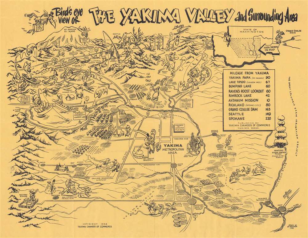 Bird's eye view of The Yakima Valley and Surrounding Area. - Main View