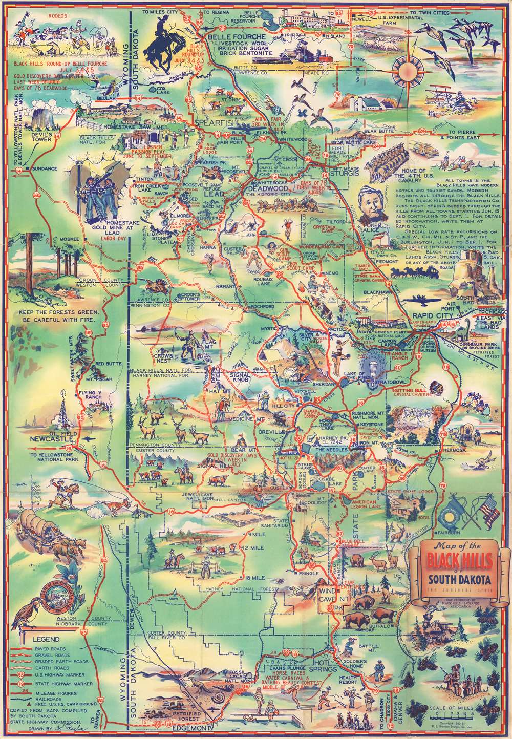 Souvenir Map of the Black Hills of South Dakota: The Sunshine State. - Main View